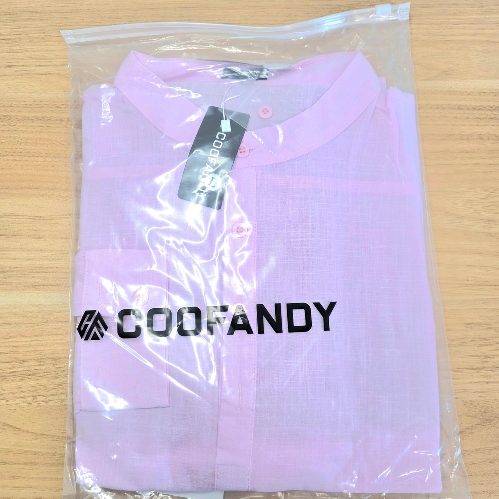 COOFANDY Mens Cotton Linen Henley Shirt Long Sleeve Hippie Casual Top Size Large